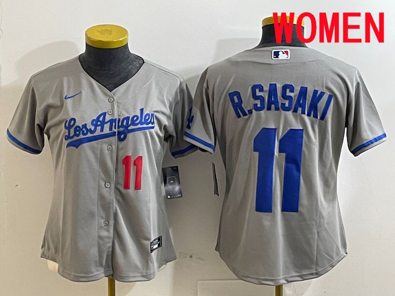 Women Los Angeles Dodgers 11 R.Sasaki Grey Game 2025 Nike MLB Jersey style 9